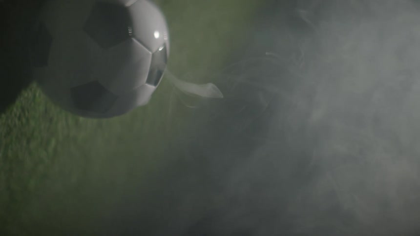 Mist rises from a soccer ball