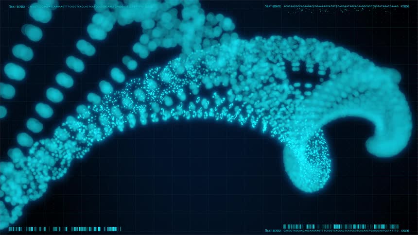 Dna structure in bright blue tones