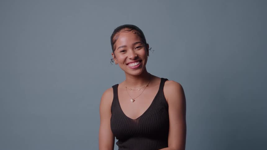 A portrait of a woman in a studio