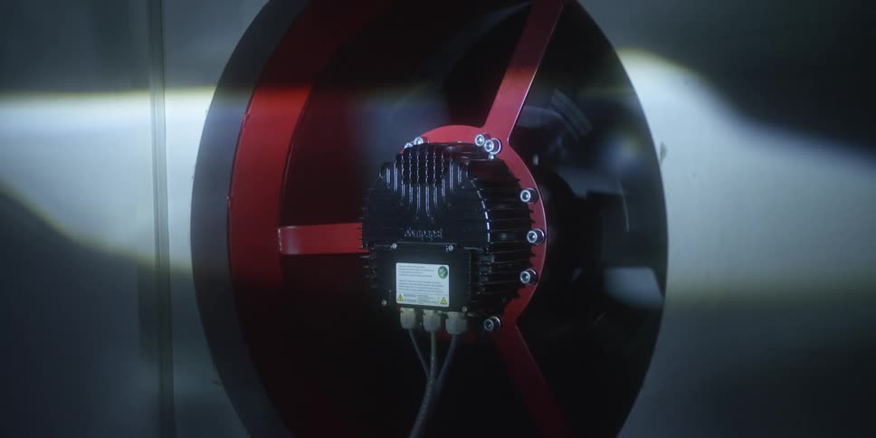 The fan on the machine is spinning