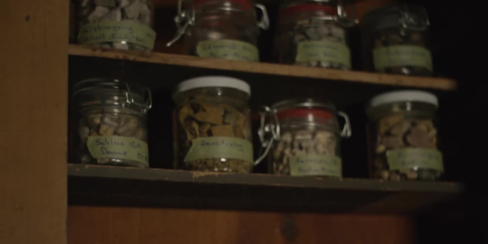 A view of jars on a shelf