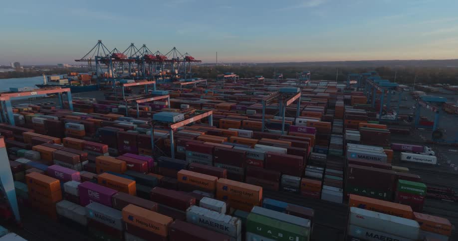 The storage yard is full of large containers