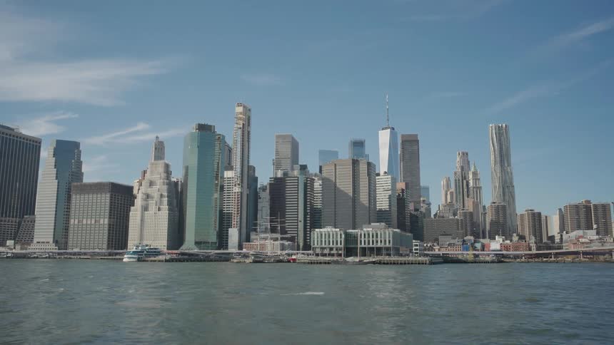 A view of tall towers in downtown manhattan
