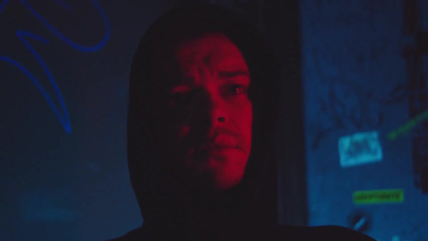 Lights flash on the mans face