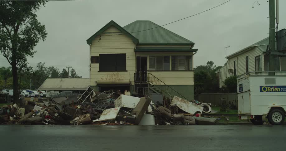 A view of a house that has been destroyed