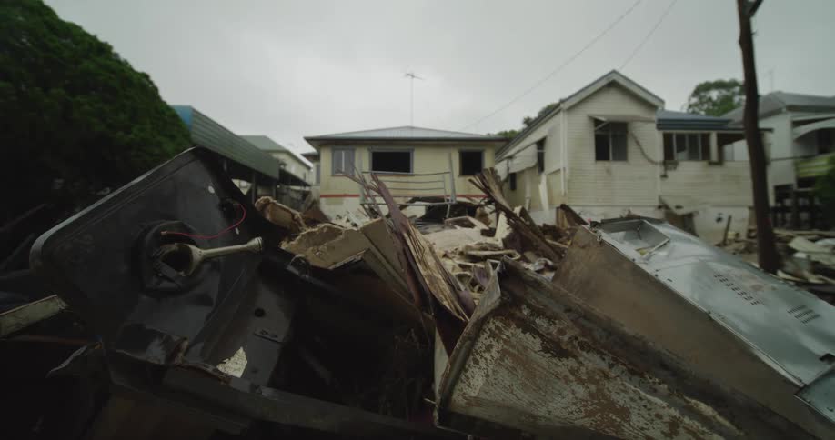 A view of destruction outside of a house