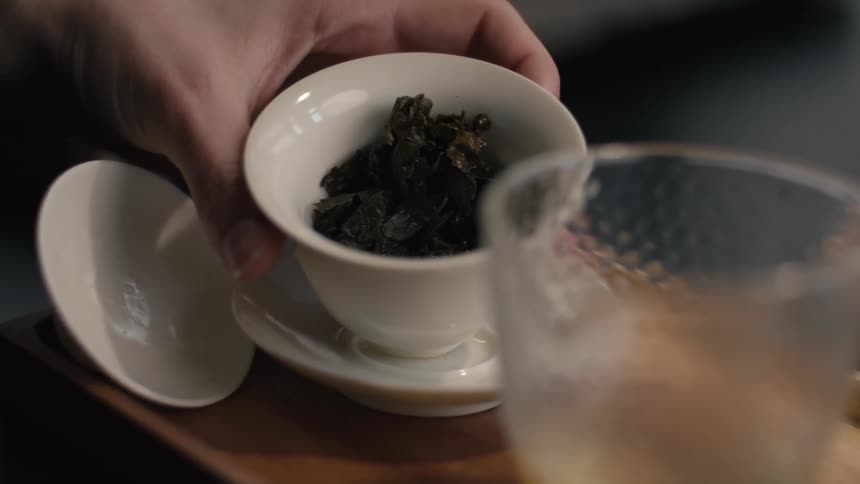 The cup is full of tea leaves