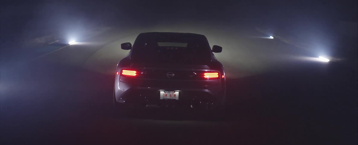 A car driving at night