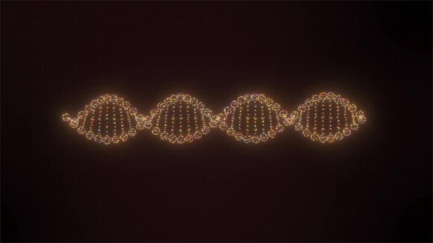 Digital representation of a dna strand in golden tones
