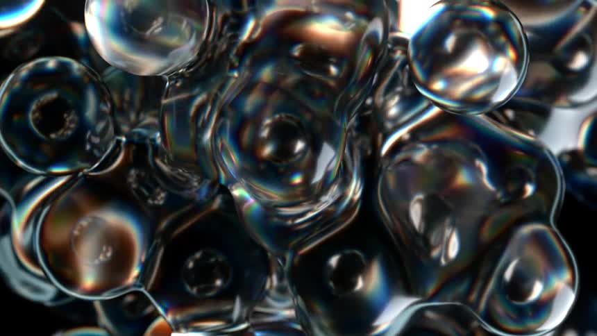 Multiple blobs of liquid move and merge into each other