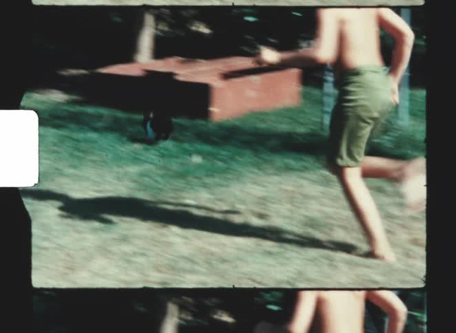 The child is chasing after a rabbit