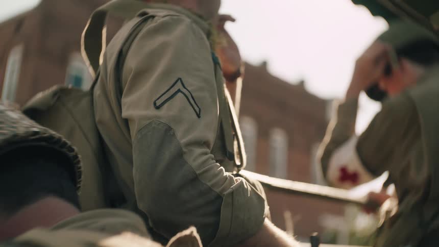 A group of soliders outdoors