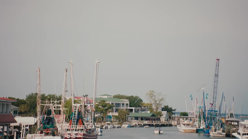 The boats are sailing into the marina