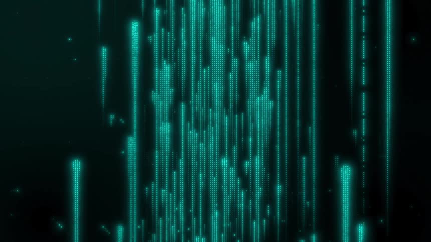 Abstract visual pattern with glowing vertical lines in blue tones on a dark background