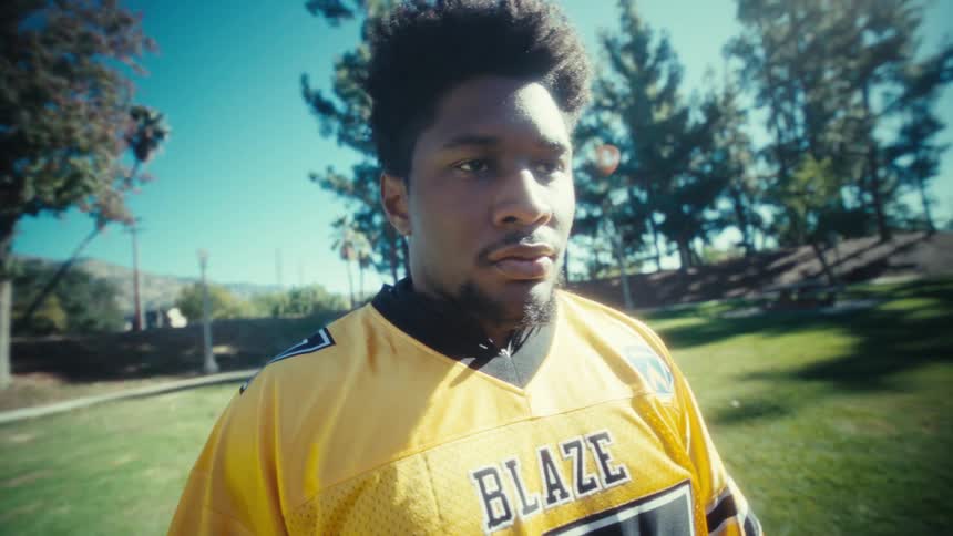 A football player outdoors in a field