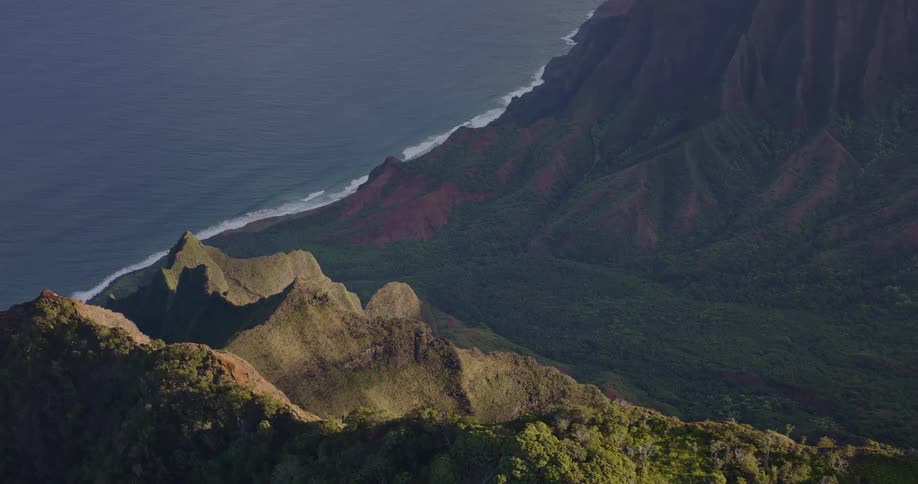 A view of a mountain range along a coast