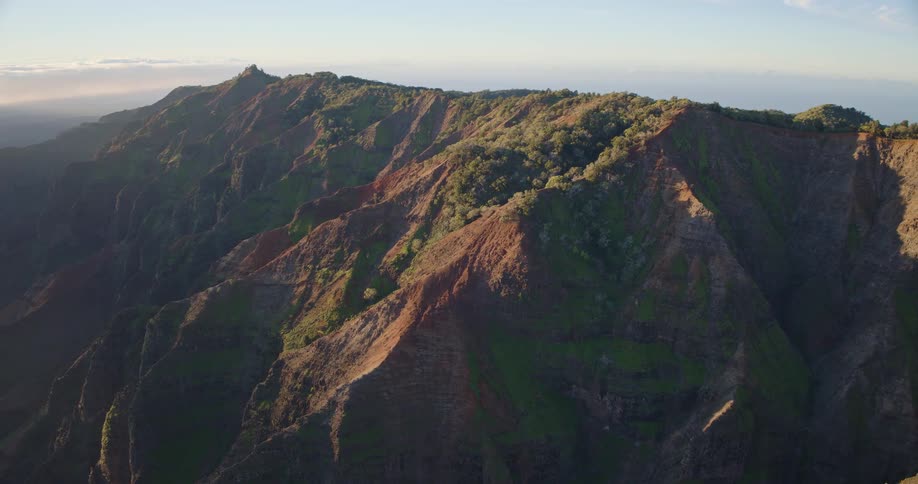 An aerial view of a mountain range