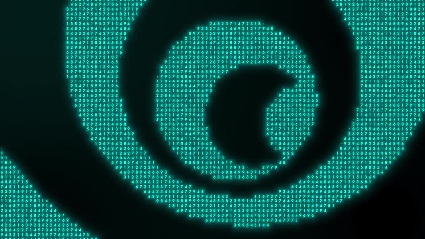 A view of a blue and black spirals
