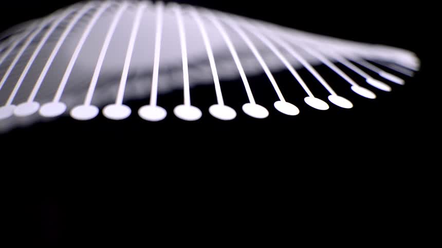 A white object floating in a black void