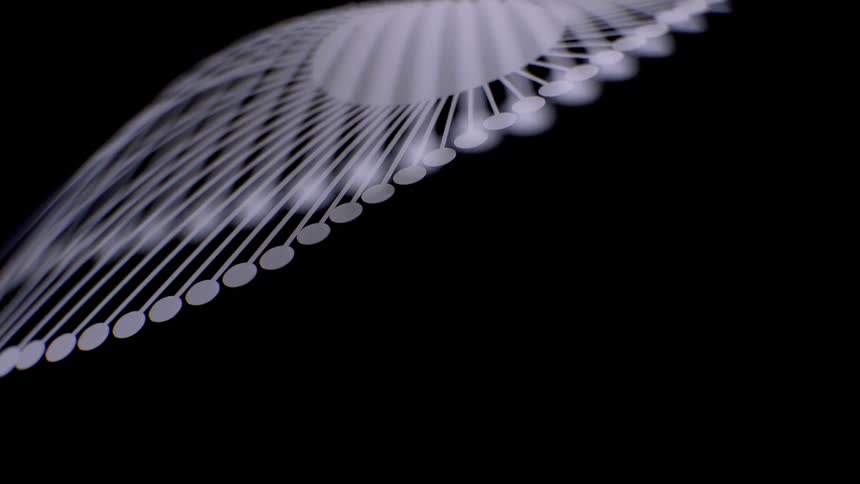 Light lines with circular points form a continuous arc over a black background