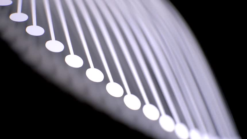 Abstract white lines with dots at the ends against a black background
