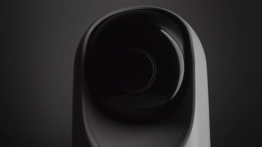 A close up view of a security camera