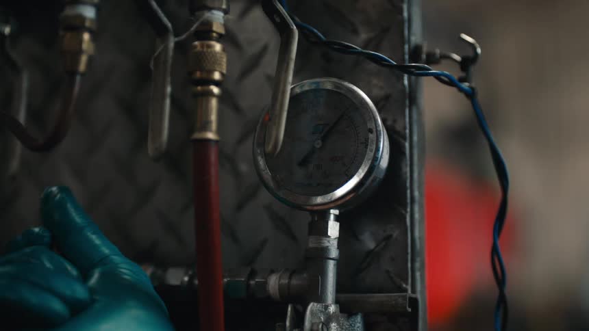 The person turns the valve on the torch