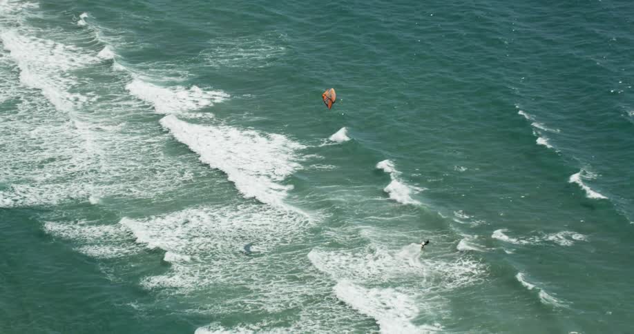Kite Surfing over the Pacific Ocean in Orange County, California