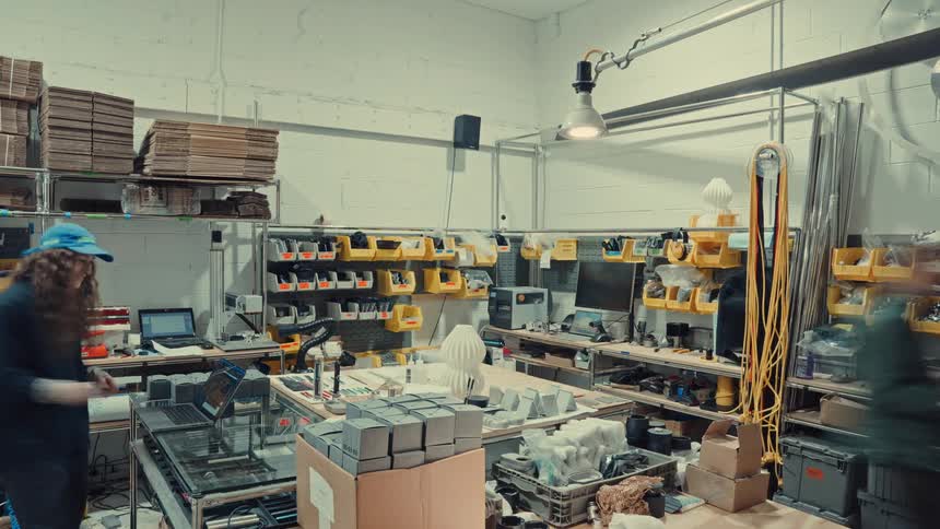 Two people working in a workshop