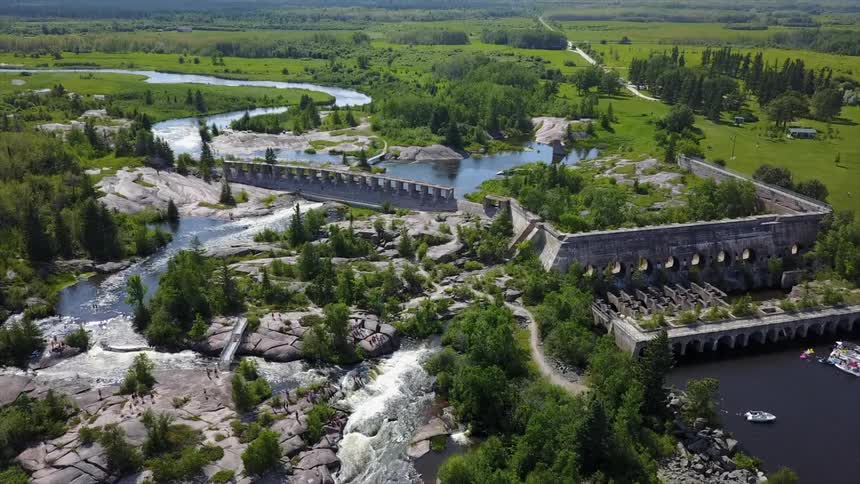 A river dam is shown below