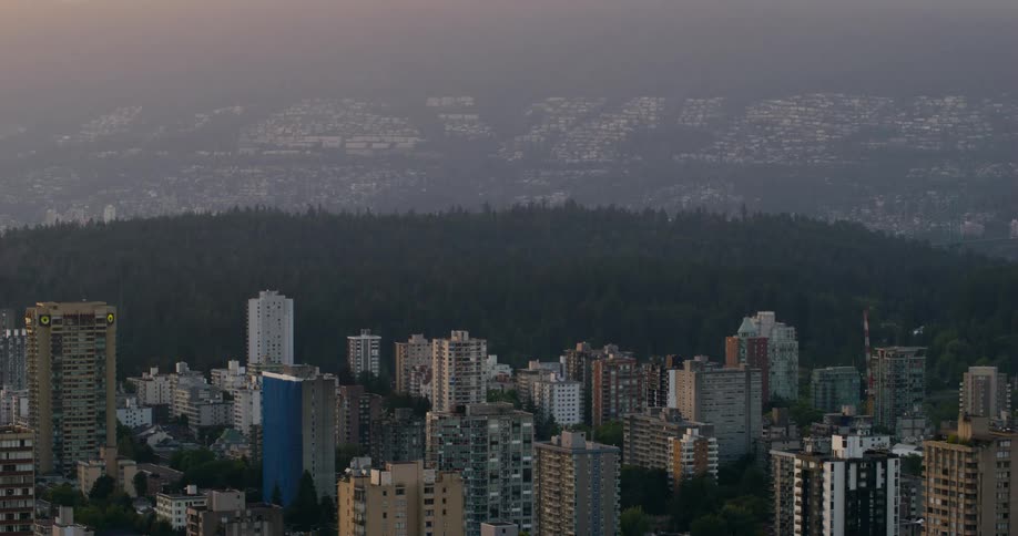 A large city near a forest