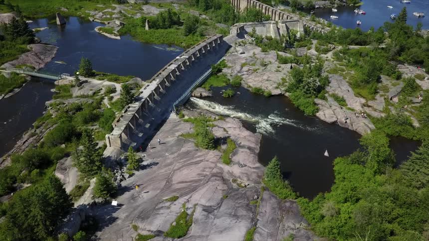 A river dam is shown below