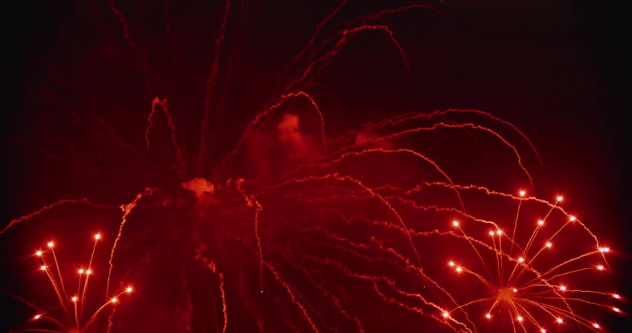 Some fireworks exploding at night