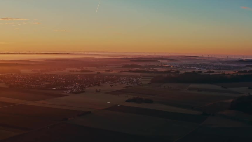 An aerial view of a rural area