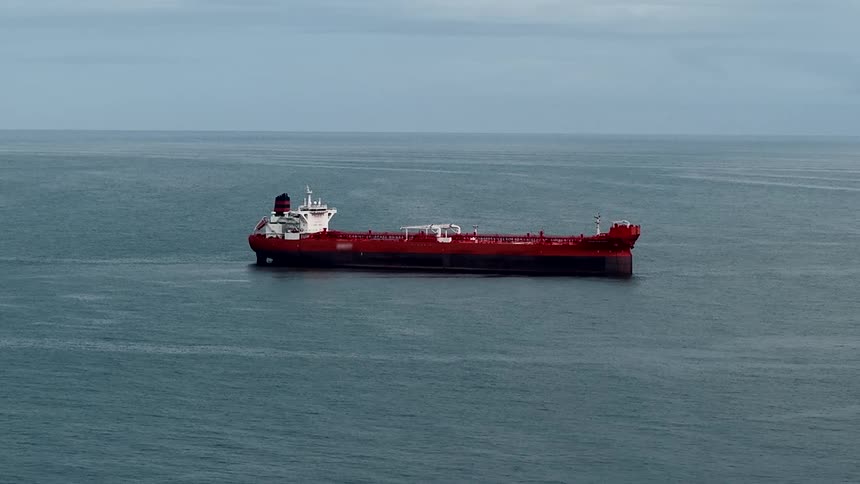 A tanker sailing on the ocean