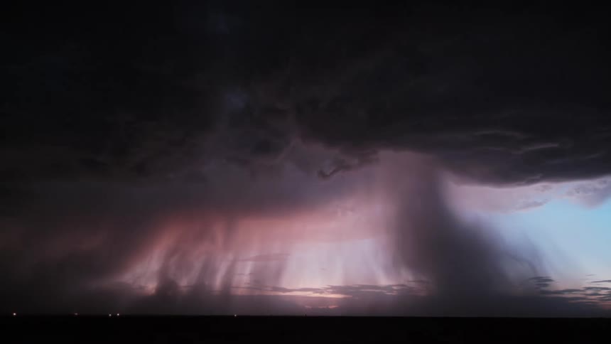 Heavy rain pours from the clouds