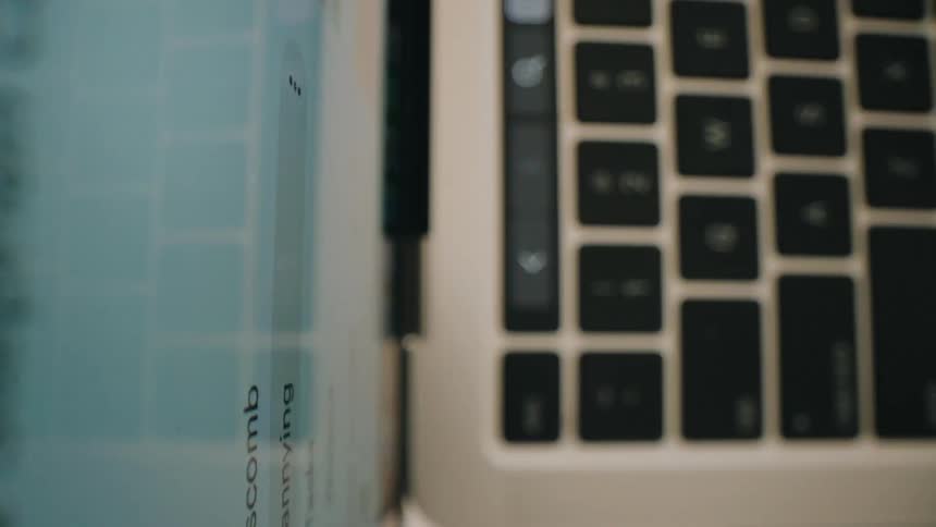 Laptop computer with text on the screen
