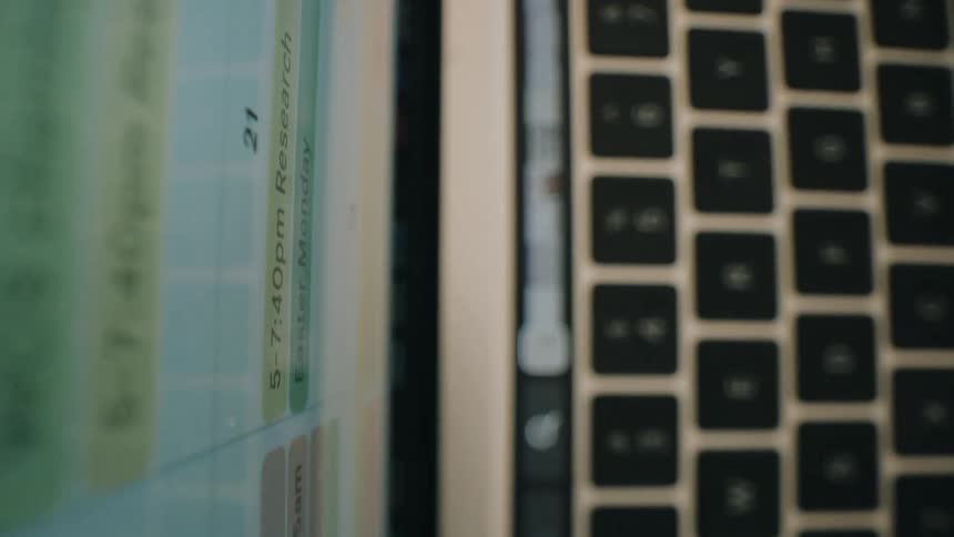 Closeup of a laptop screen and keyboard