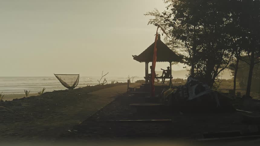 A view of a ramada near the beach