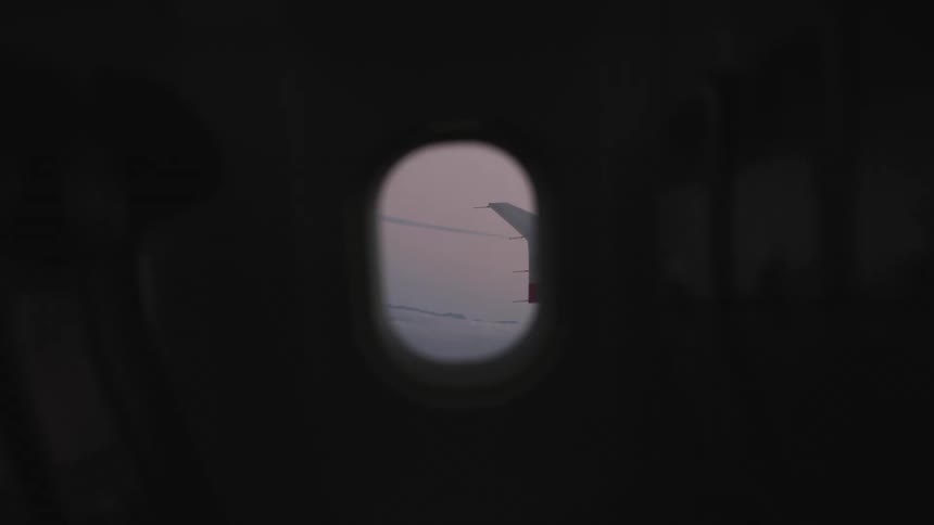 View from the airplane window as we fly over the sky