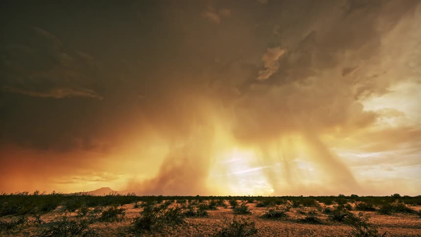 Heavy rain in an environment with sparse vegetation