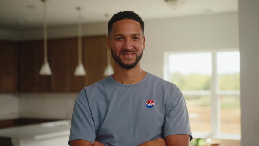 A portrait of a man in a house
