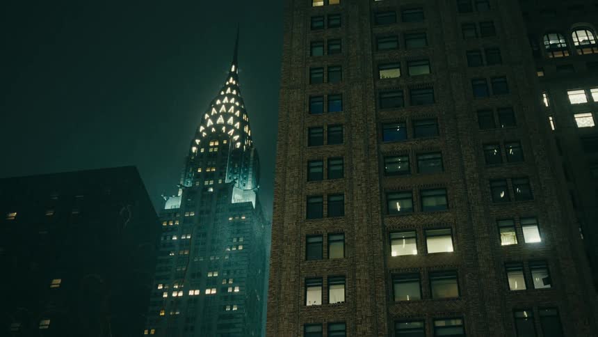 Buildings in a metropolis illuminated at night