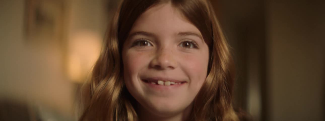 The girl is happy and smiling