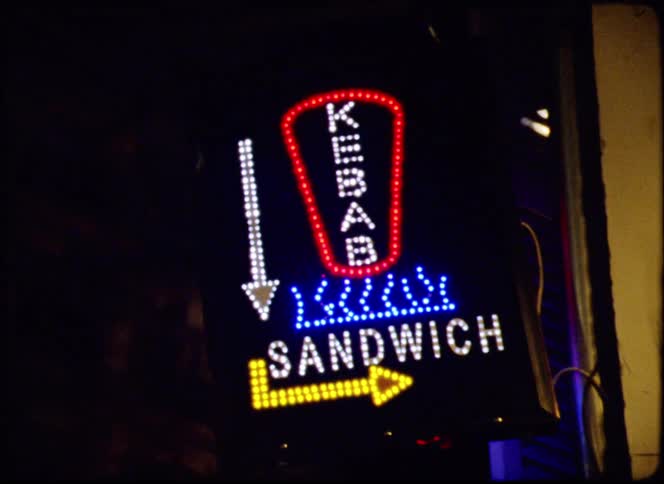 Neon sign indicating restaurant