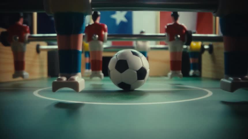 Ball in the center of a foosball table