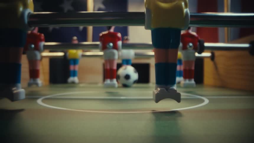 Foosball table indoors
