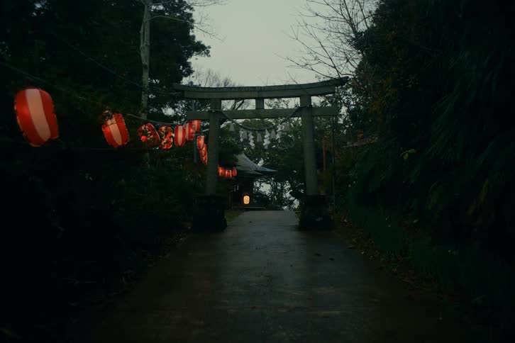 A view of some lanterns in a city