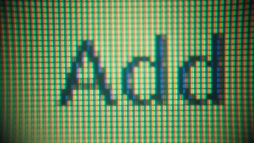 Digitized design as the words add to cart and buy now move across the computer screen