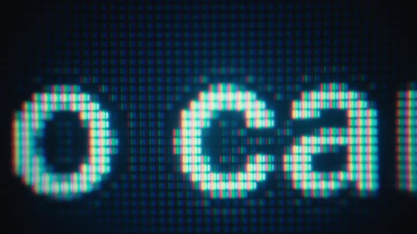 Digitized design as the words add to cart move across the computer screen